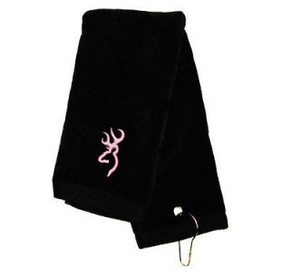 Browning Shooting Towel with Clip Hanger   Black and Pink 309009992 