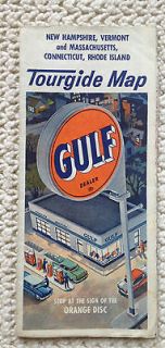 VINTAGE 1950S GULF GAS OIL NEW ENGLAND ROAD MAP