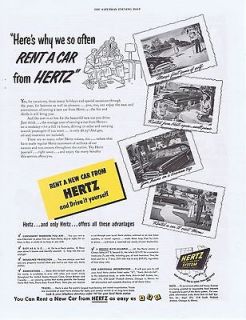 1950 *VINTAGE AD   HERTZ CAR RENTAL 7 1