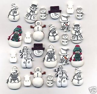 50 Snowman Button Value Pack for crafts scrapbooks sewing   50 Buttons