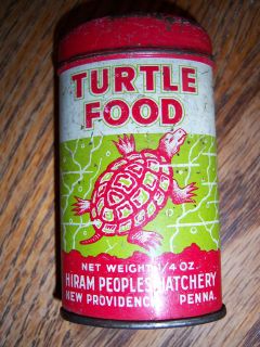 Antique Vintage Turtle Food Tin Can Hiram Pleoples Hatchery New 