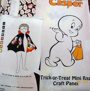 Fabric Panel Childs Halloween Costume Cape/Hood w/Match Treat Bag 
