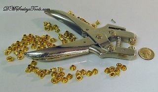 EYELET PUNCH AND PLIER WITH 100 BRASS EYELETS NEW HEAVY DUTY W/ FREE 