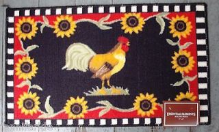 ROOSTER w/ SUNFLOWERS ACCENT RUG / MAT ~ 17 x 28 ~ BRAND NEW