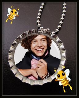 Harry Styles One Direction Bottle Cap Necklace   Birthday Party Favors
