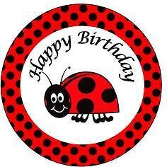 24 Edible cake toppers decorations birthday polka black red ladybird 