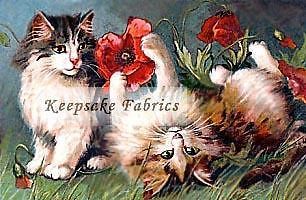 Cats & Red Poppies Reproduction Applique Multi Sizes