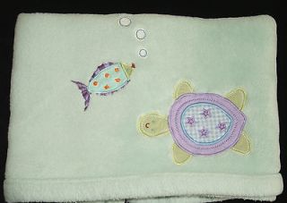 Tiddliwinks GREEN BABY BLANKET With TURTLE & FISH Sea Life