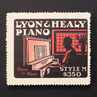 Poster Stamp ** LYON & HEALY PIANO ** Advertising Cinderella Label