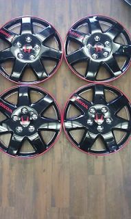  BLACK/RED HUBCAP WHEELCOVER SET HONDA FIT CIVIC ACCORD ACURA INTEGRA