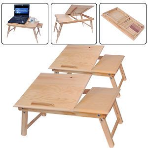 Wooden Laptop Stand Table Desk Car Bed Portable Drawer Tray Notebook 