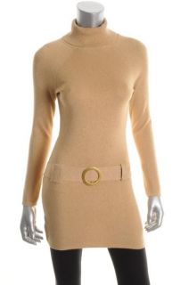INC NEW Key Item Gold Metallic Belted Turtleneck Tunic Casual Dress XL 