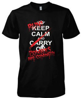   And Carry On Run Zombies Are Coming Mens T Shirt Tee Funny Humorous