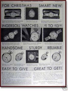 1930 Ingersoll Waterbury watches photo AD