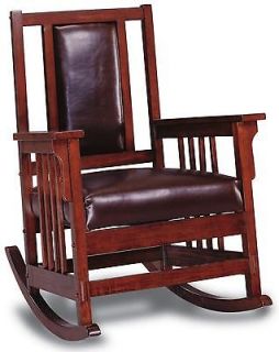 Mission Style Oak and Leather Rocker Rocking Chair 600058