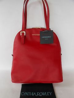 CYNTHIA ROWLEY red GENUINE LEATHER Large Satchel Bag Tote NEW $198+