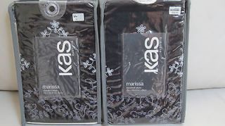 New $79 KAS Australia Marissa Black Standard / Queen Shams Set of (2)