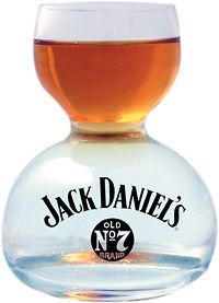 Jack Daniels whiskey on water shot glass chaser jigger