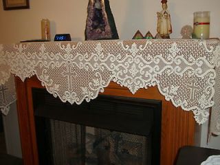 new ivory lace cross design mantel scarf 