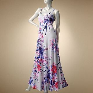 Jennifer Lopez white/pink/blu​e floral maxi dress sz L Large NWT