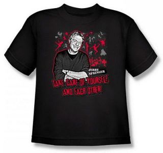 Jerry Springer Take Care Youth Black T Shirt NBC279 YT