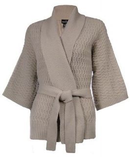 Sutton Studio Womens Kimono Sleeve Wrap Cardigan Wool Blend Sweater 