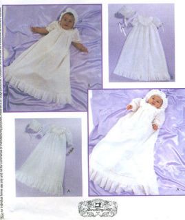 Infant Christening Gown Slip Bonnet Sewing Pattern Pin Tucks Yokes 