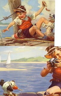 Hy. Hintermeister Boy Fishing Terrier Camera Worms Sail Boat 2 Small 