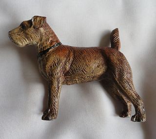 ANTIQUE SPELTER COLD PAINTED AIREDALE TERRIER DOG FIGURINE MADE IN 