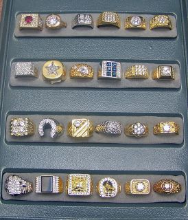   LOT 18kt GOLD GP MENS CRYSTAL RING Only $4.16 Ea FREE TRAY A