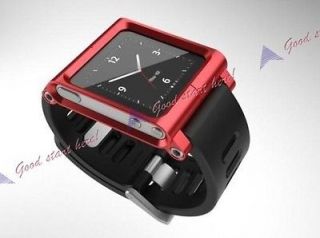 Red Popular Watch Band Wrist Cover Case Skin Blade Aluminum For iPod 