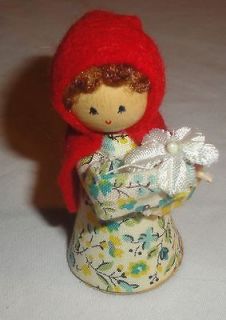   1976 Laura Grant Small Wood Folk Art Doll Figurine Red Riding Hood 3