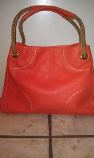 Plinio Visona Orange Soft Leather Rope Handle Handbag Bag Purse NWOT