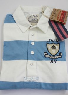 NEW JACK WILLS Womens Cheddleton Rugby Shirt (£59) Sz 8 10 Blue White