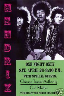 Classic Rock Jimi Hendrix at Los Angeles Forum Concert Poster Circa 