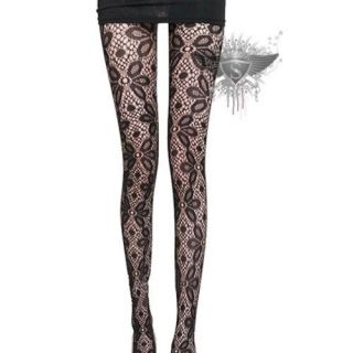 SL416 Black Jacquard Design Lady Tight Panty hose Stockings Leggings 