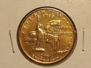 US 2001 P NEW YORK GOLD PLATED STATE QUARTER, UNC