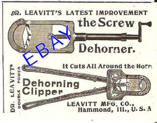 1899 leavitt cattle screw type dehorner ad hammond il time