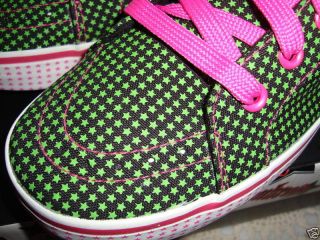 new punkrose green pink stars hi top shoes size 6