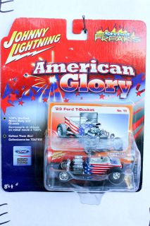 64 1923 FORD T BUCKET #19 RED WHITE & BLUE BY JOHNNY LIGHTNING