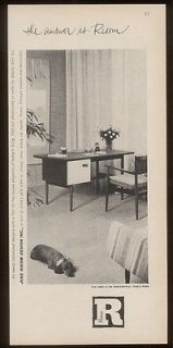1958 Dachshund photo Jens Risom modern chair table desk vintage print 