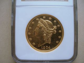 LIBERTY HEAD $20 GOLD COIN 1904 NGC 62 PL PROOFLIKE HIGH LUSTER 