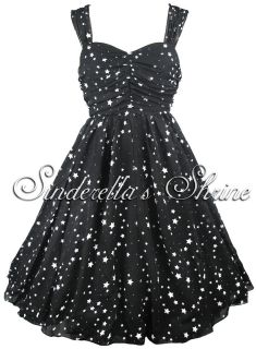 Hell Bunny~MiNDKiLL​a~ Black White Stars Party Dress Ball Gown XS XL 