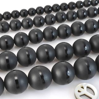   shipping! matte Black onyx one line round bead 6,8,10,12,14mm 15.5