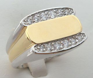 MENS UNIQUE SLEEK classy RING two tone 18K gold overlay size 12