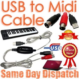 USB 2.0 MIDI Keyboard Cable to PC Electric Piano Organ for Window 7 XP 