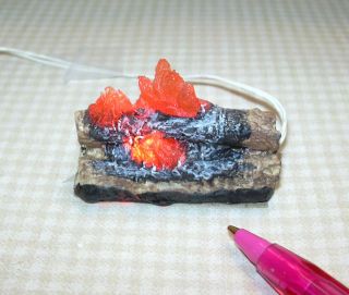 Miniature Logs and Flames for DOLLHOUSE Fireplace #3 12volt