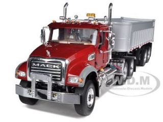 MACK GRANITE WITH END DUMP TRAILER RED/SILVER 1/34 MODEL BY FIRST GEAR 