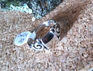 Beautiful Square Placket Ring w/Swirl Band~Sterling Silver NWT