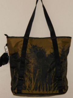 Kipling Scarywoods Green Black Kyoko Large Tote Monkey Handbag TM5124 